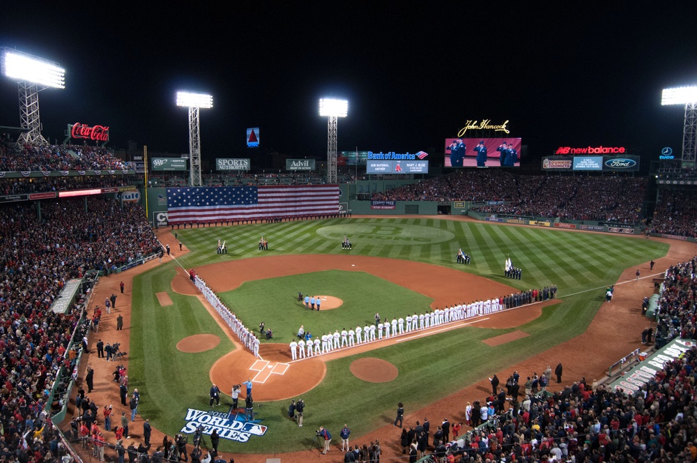 Son of deployed PA helps start 2013 World Series