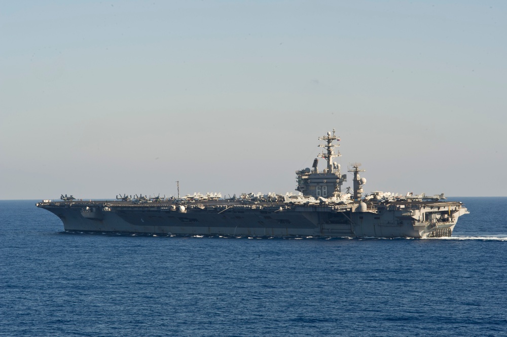 USS Nimitz transits the Mediterranean Sea