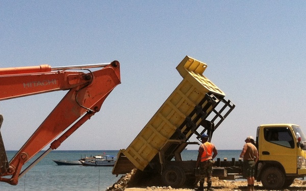 Breakwater construction in Timor-Leste