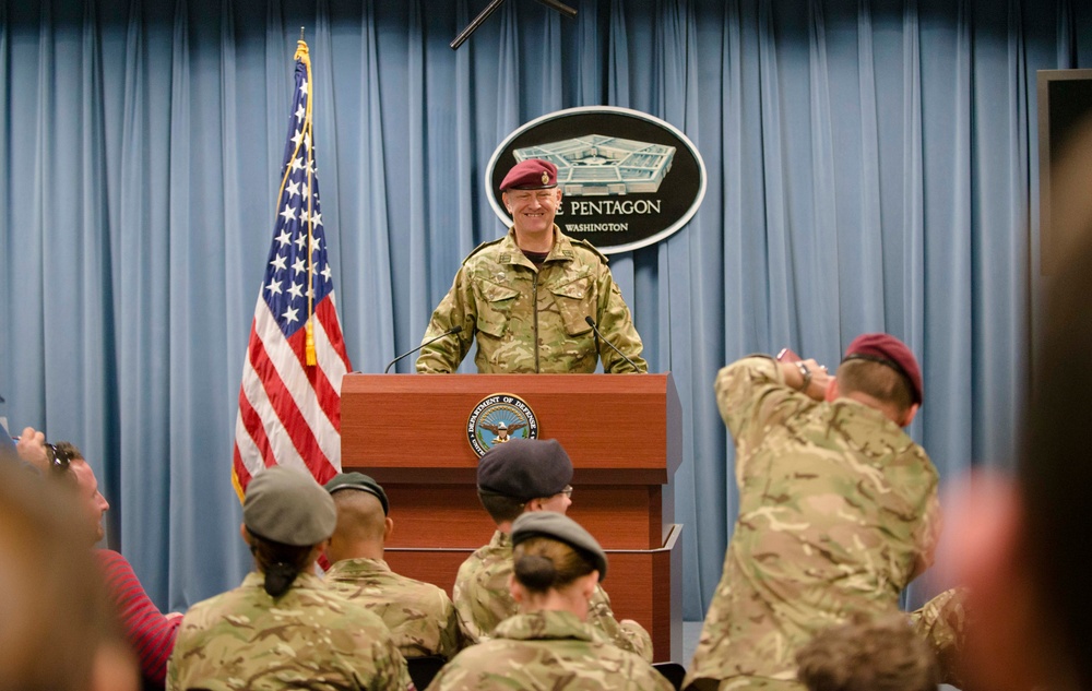 Allied Forces Foundation and wounded warriors from the UK, Denmark visit the Pentagon