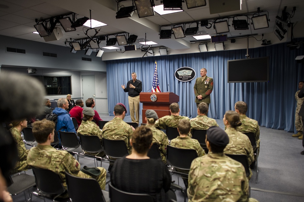Allied Forces Foundation and wounded warriors from the UK, Denmark visit the Pentagon
