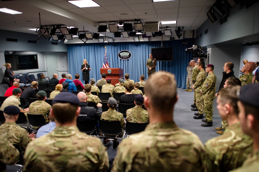 Allied Forces Foundation and wounded warriors from the UK, Denmark visit the Pentagon