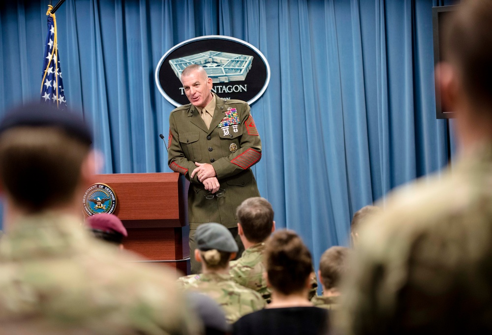 Allied Forces Foundation and wounded warriors from the UK, Denmark visit the Pentagon
