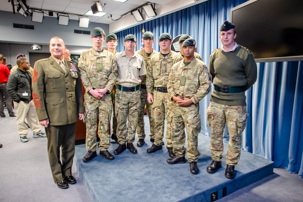 Allied Forces Foundation and wounded warriors from the UK, Denmark visit the Pentagon