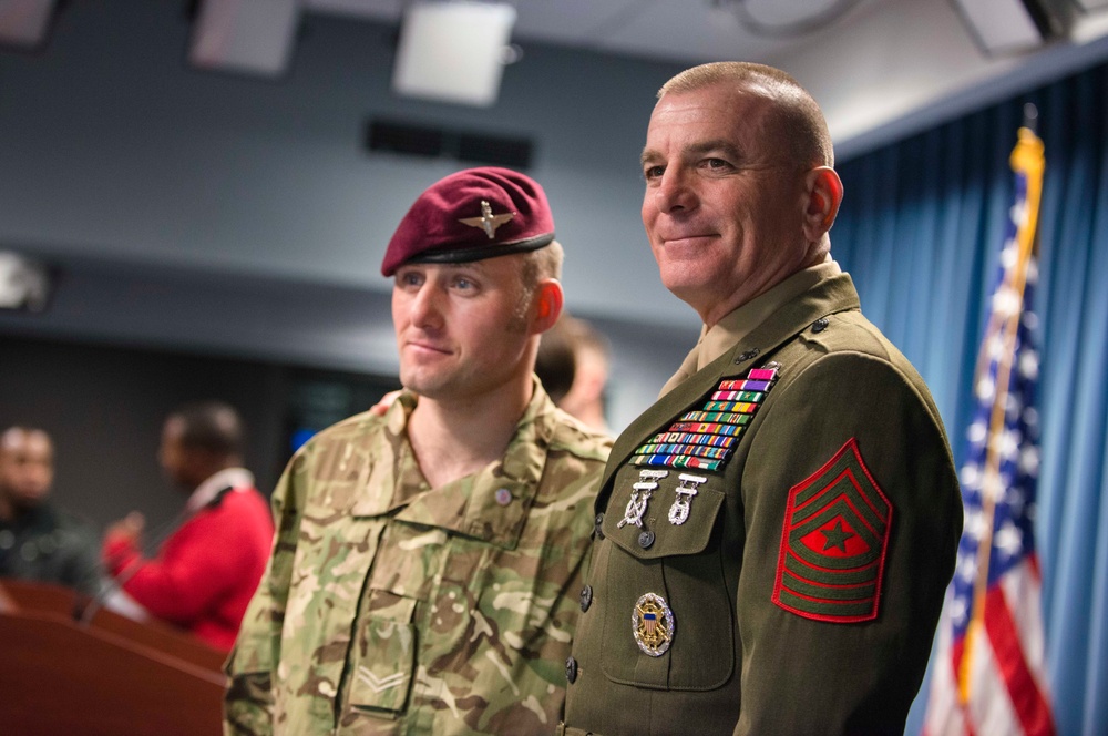 Allied Forces Foundation and wounded warriors from the UK, Denmark visit the Pentagon