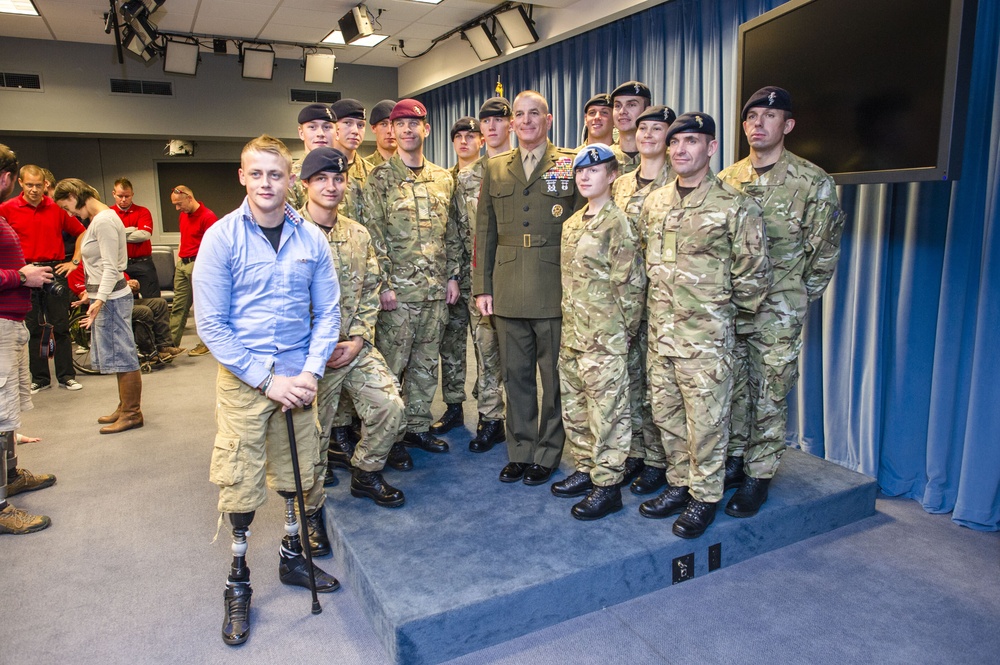 Allied Forces Foundation and wounded warriors from the UK, Denmark visit the Pentagon
