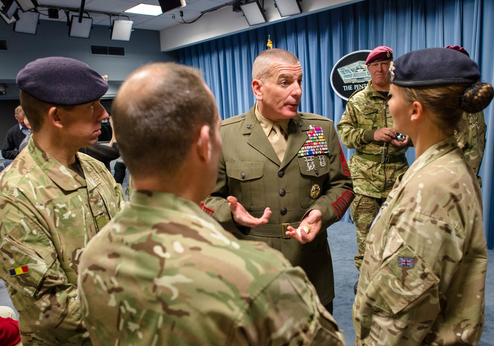 Allied Forces Foundation and wounded warriors from the UK, Denmark visit the Pentagon
