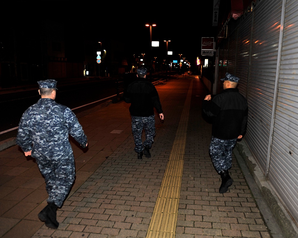 US Navy sailors hit the streets