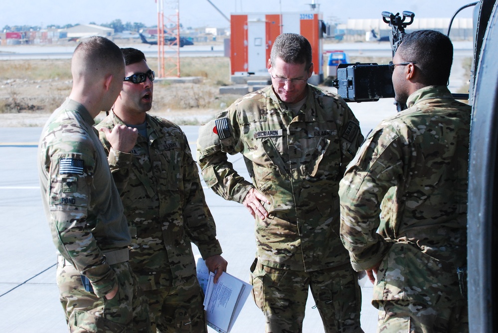 10th Combat Aviation Brigade’s Massachusetts National Guard Black Hawk company provide rotary wing support to Regional Command-East