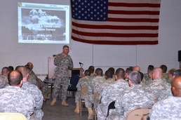 Maj. Gen. Francisco discusses the new C2CRE mission with the soldiers of the 46th MP Command