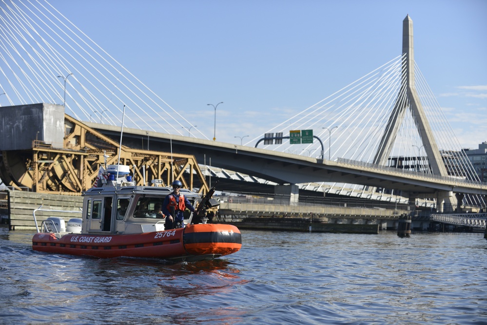 Coast Guard Station Boston patrols during Red Sox parade