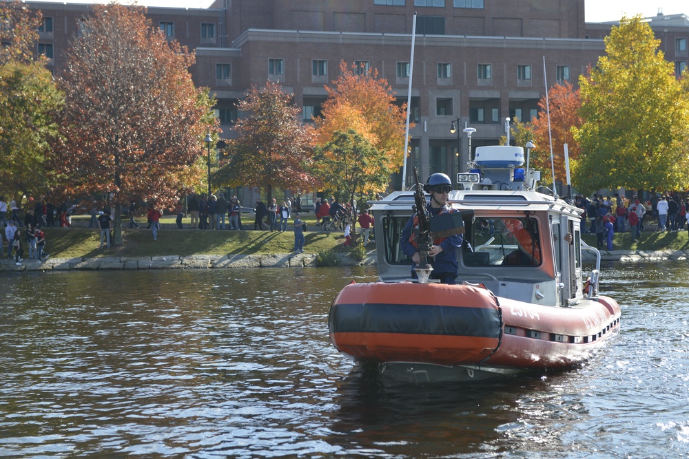 Coast Guard Station Boston patrols during Red Sox parade