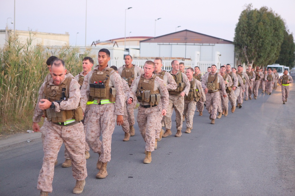 Special-Purpose Marine Air-Ground Task Force Africa 13 Marines conduct 5-mile flak run