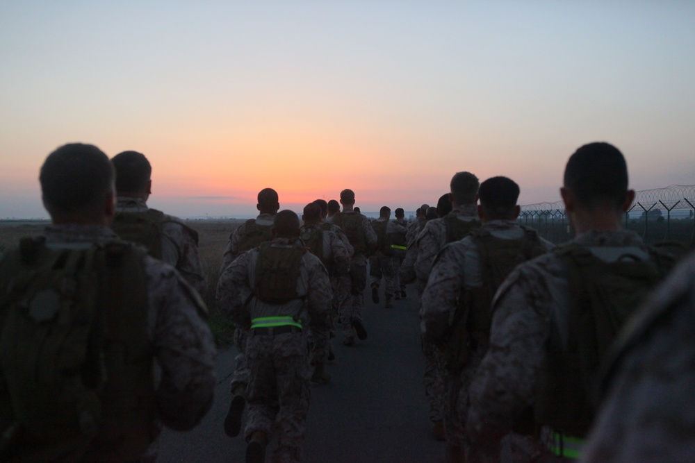 Special-Purpose Marine Air-Ground Task Force Africa 13 Marines conduct 5-mile flak run