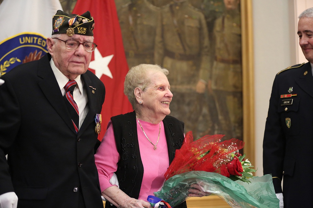 US Army WWII veteran and wife receive recognition during ceremony