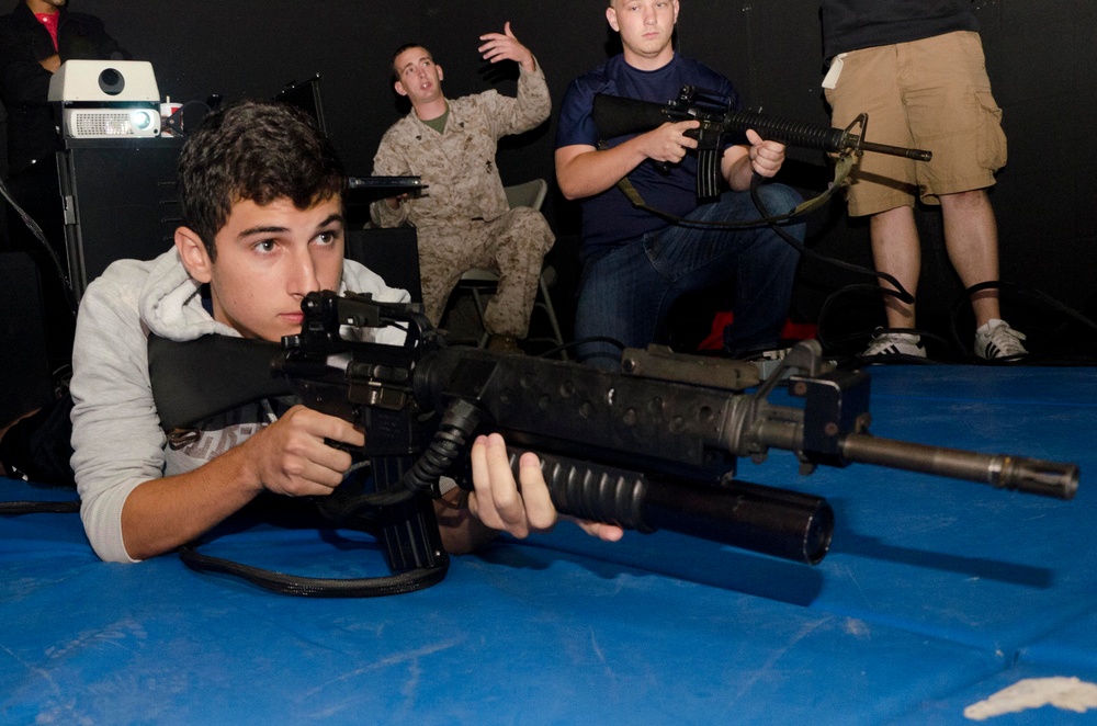Marines show Poolees weapons handling and combat simulation