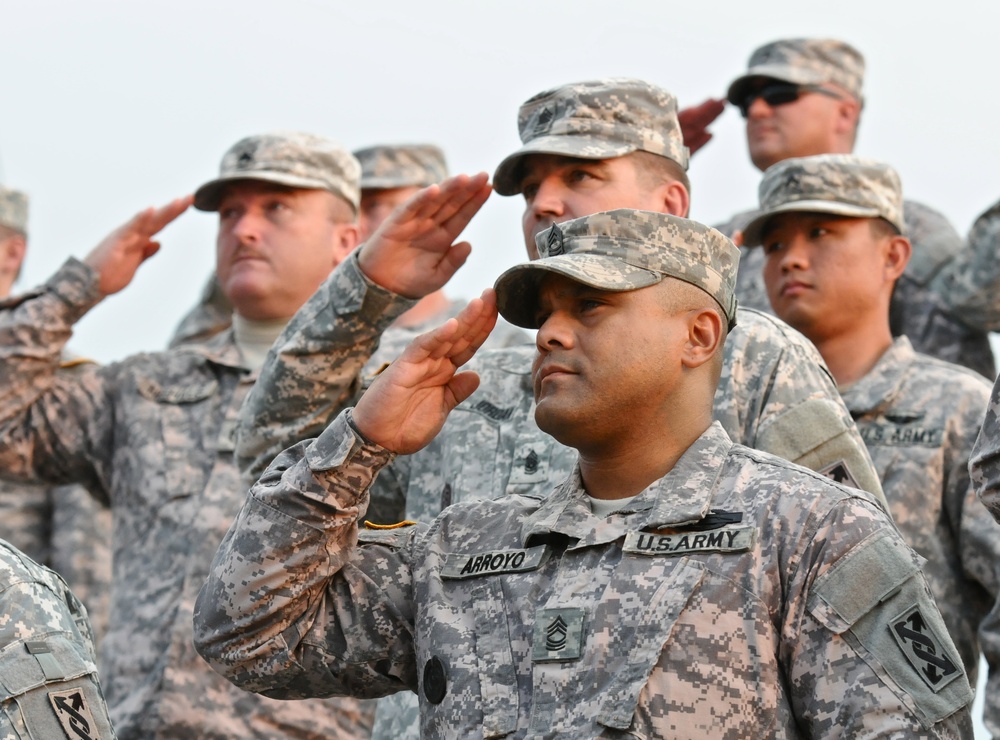 Saluting soldiers