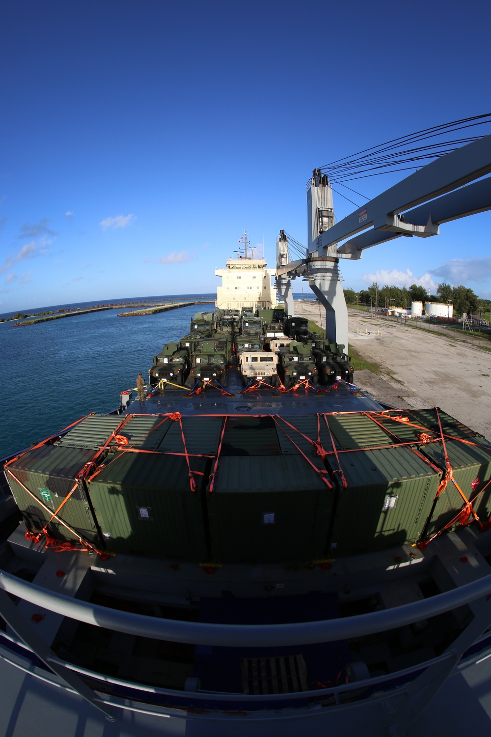 Marine Corps heavy equipment arrives in Tinian