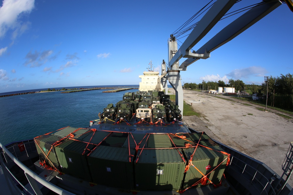 Marine Corps heavy equipment arrives in Tinian