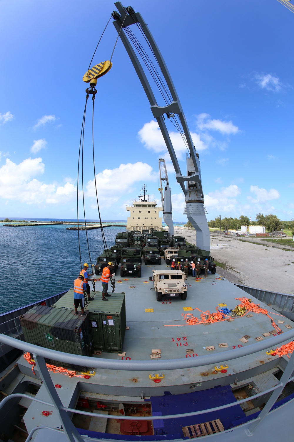 Marine Corps heavy equipment arrives in Tinian