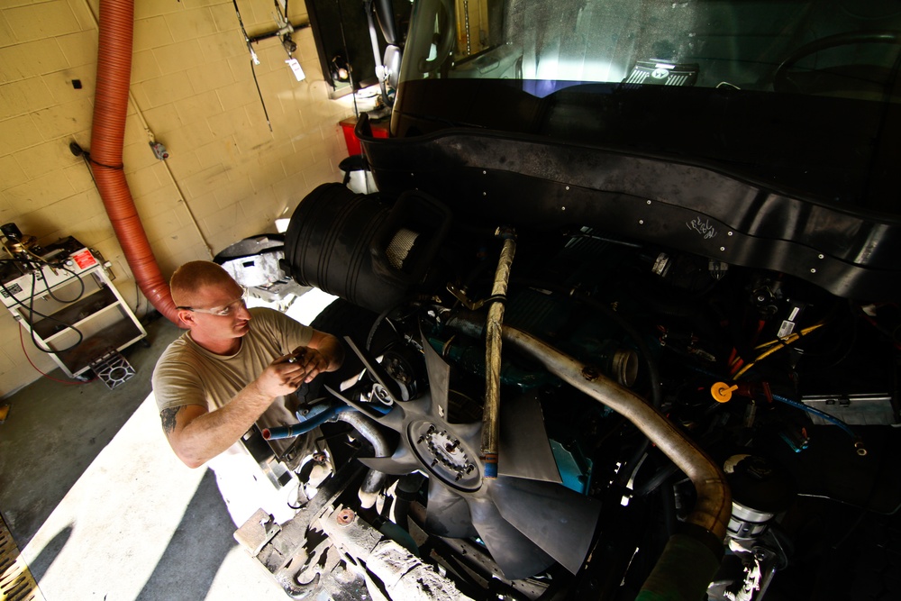 177th LRS R-11 refueling truck engine repair