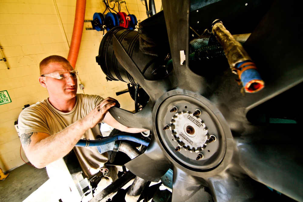 177th LRS R-11 refueling truck engine repair