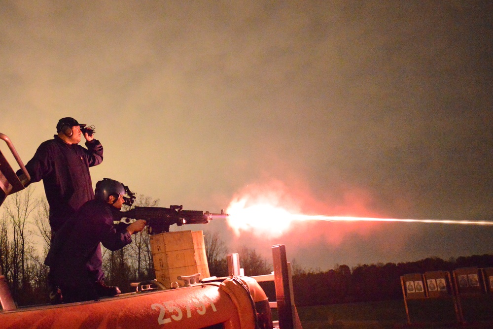 Coast Guard mounted automatic weapons training