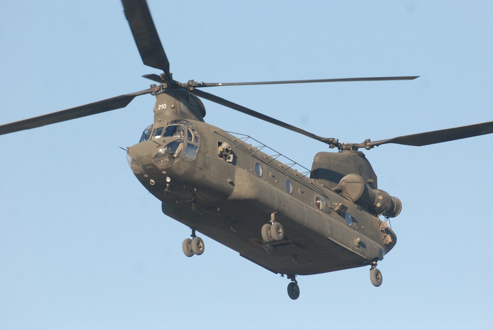 10th Combat Aviation Brigade CH-47 Chinook helicopters provide heavy lift capabilities over eastern Afghanistan