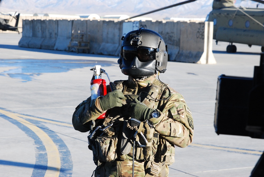 Crew chief conducts fire watch