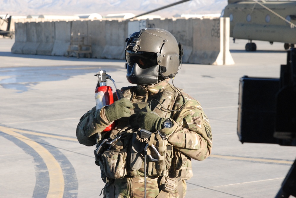 Crew chief conducts fire watch