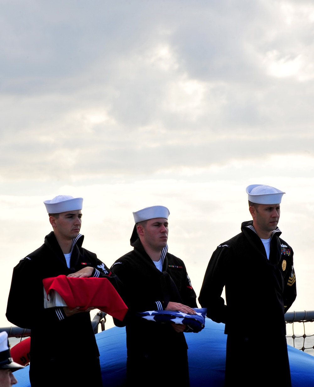 Burial at sea aboard USS Roosevelt