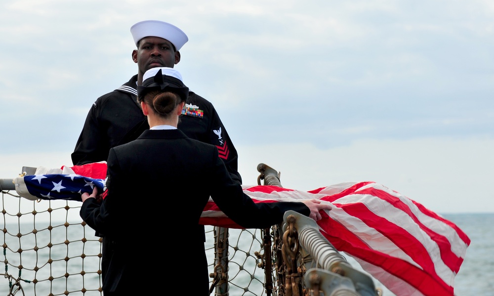 Burial at sea aboard USS Roosevelt