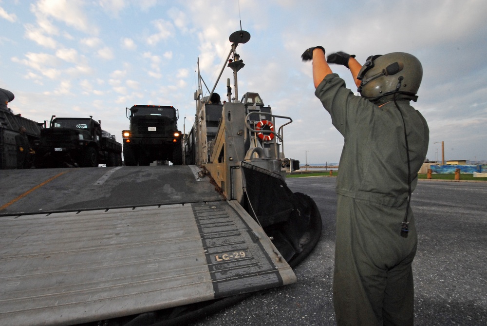 Road clearing trucks en route during Operation Damayan