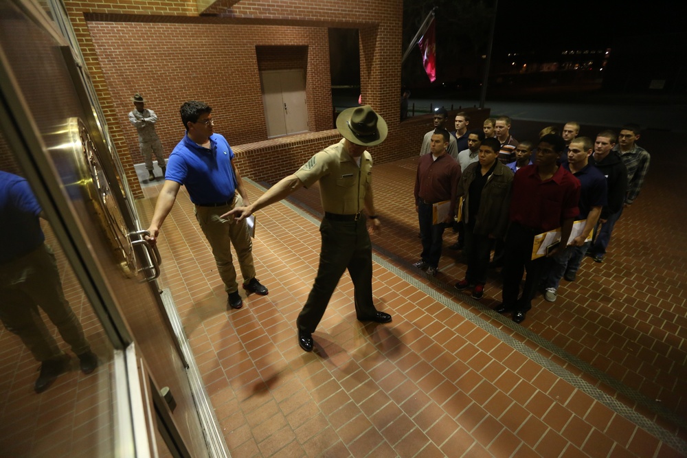 Photo Gallery: Marine recruits begin journey to title on Parris Island foot prints