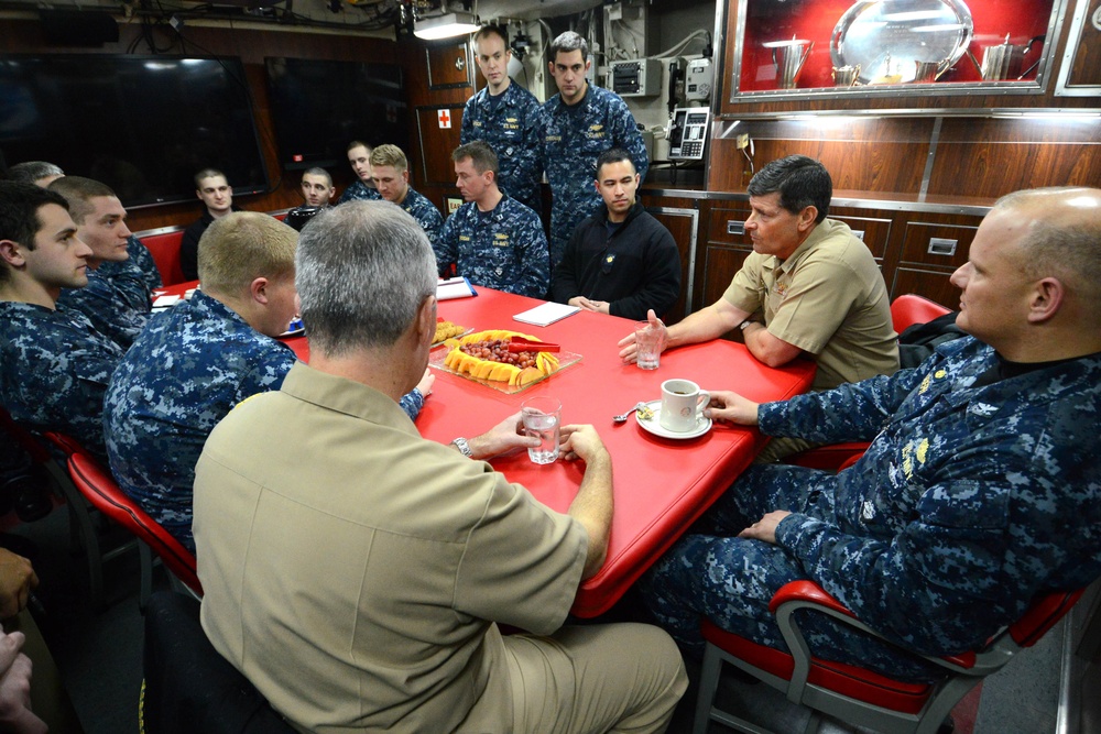 CNP discusses fleet and budget issues with USS Nebraska Wardroom