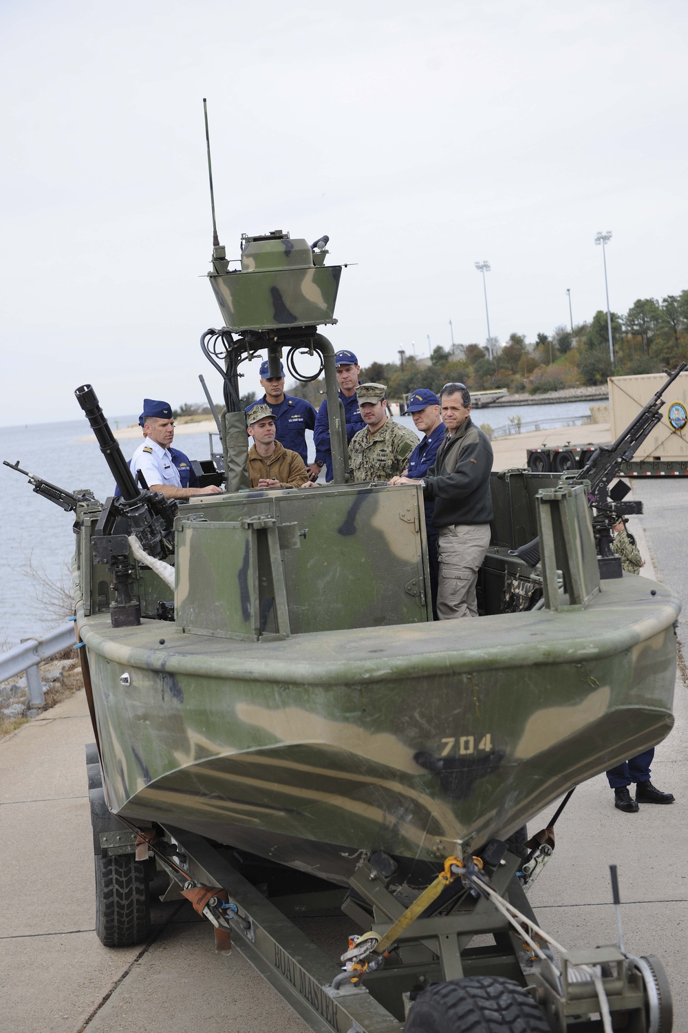 US Coast Guard liaison officers during a visit to Navy Expeditionary Combat Command