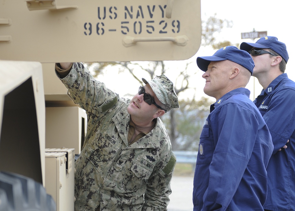 US Coast Guard liaison officers during a visit to Navy Expeditionary Combat Command