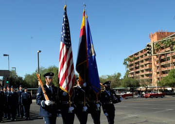 Airmen march in local parade