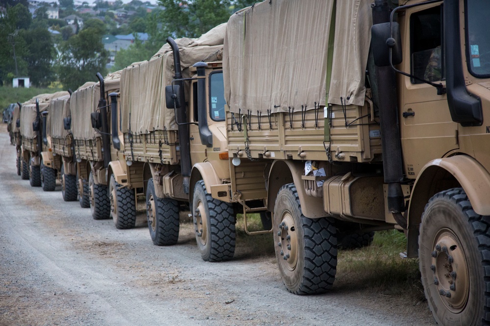 Troops from US, NZ, France conduct convoy operations during Southern Katipo