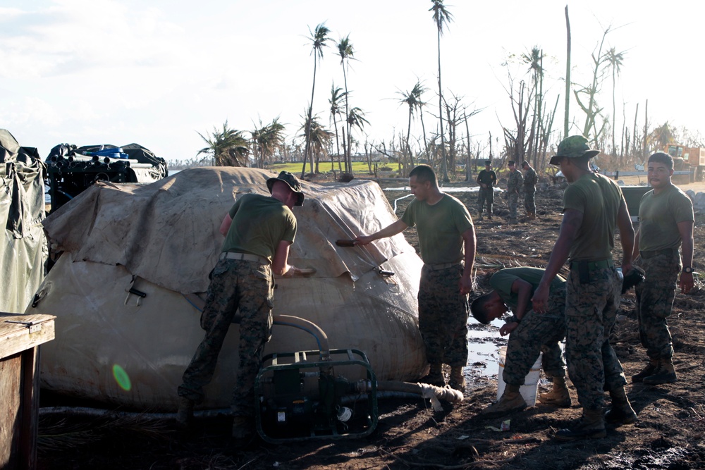 Marines emplace tactical water purification system at Tacloban