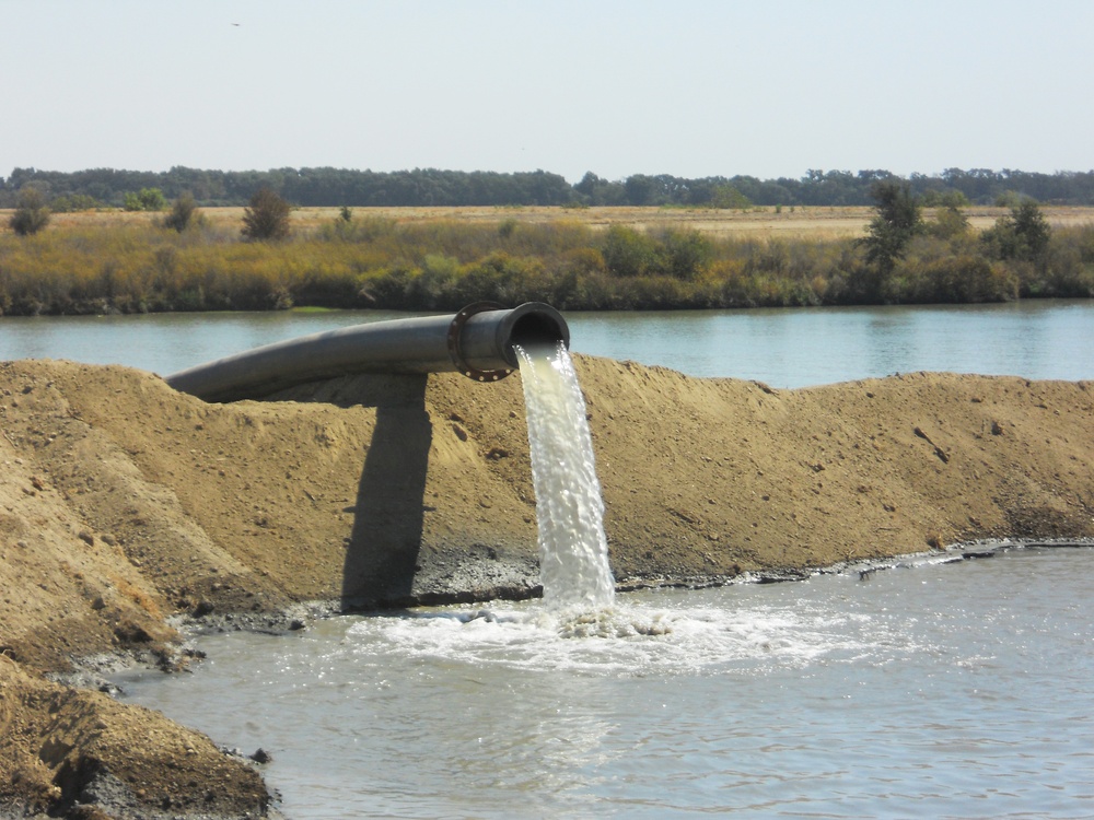 Dredged material is placed near the upper San Joaquin River