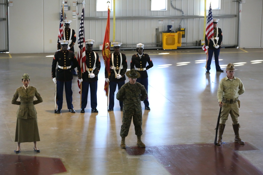 U.S. Marines standing in formation during 2013 bithday ball pageant