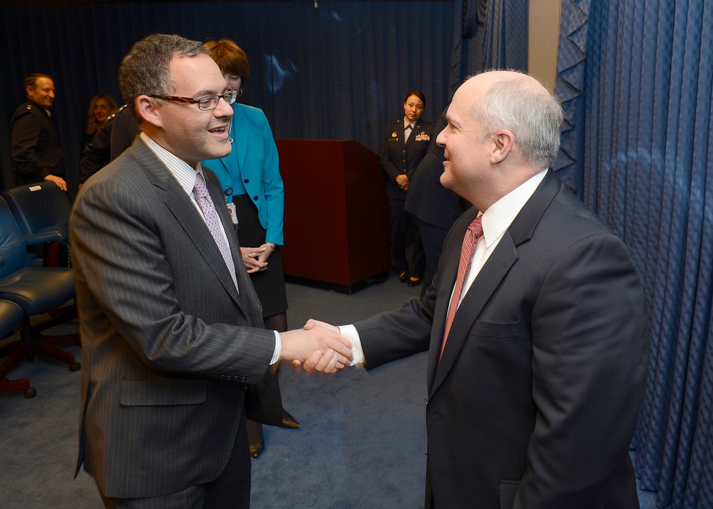 Eric Fanning presents Zuckert Management Award in honor of Maj. Gen. Charles Lyon, retired