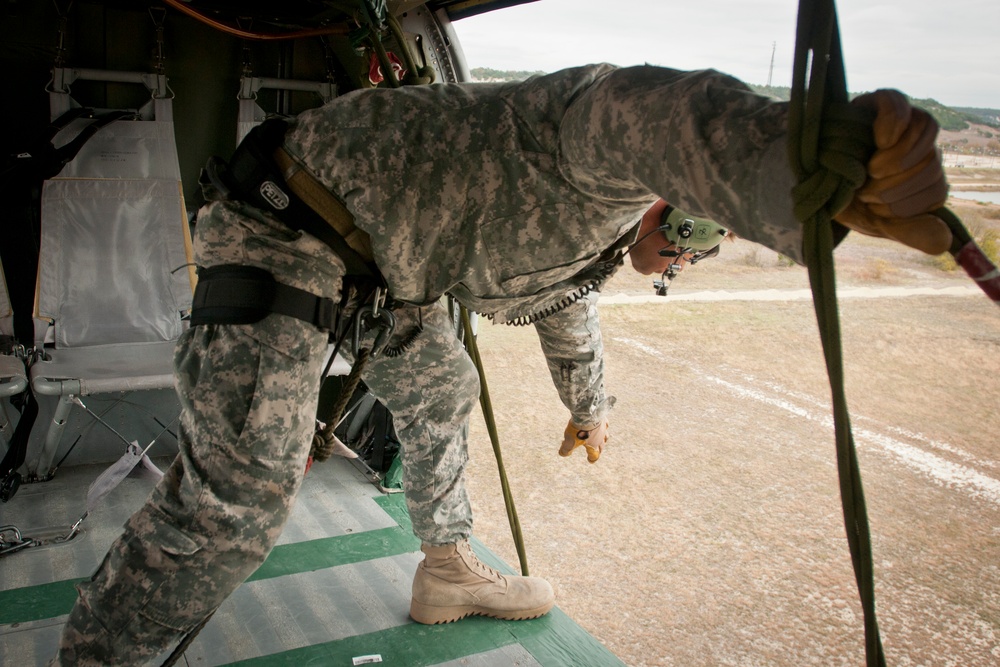 UH-60 Black Hawks help conduct rappel testing