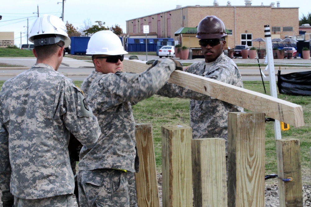 Obstacle course construction on Fort Hood