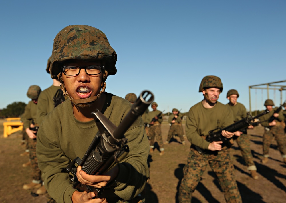 Marine recruits sharpen martial arts skills on Parris Island