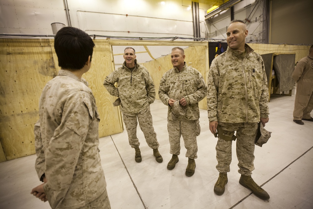 MGen Fox and SgtMaj VanOostrom; II MEF Visit with 2nd MAW (FWD)