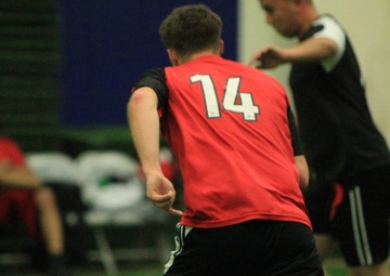 Combat Center soccer players face off in indoor soccer league