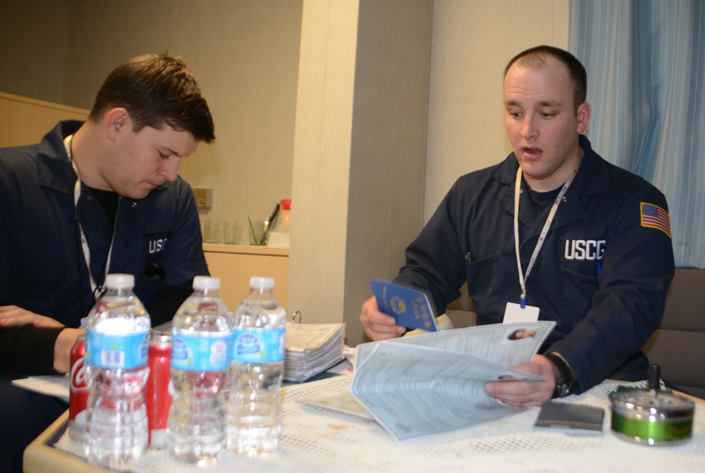 Kodiak, Alaska, MSD conducts inspection on Baltic Fox