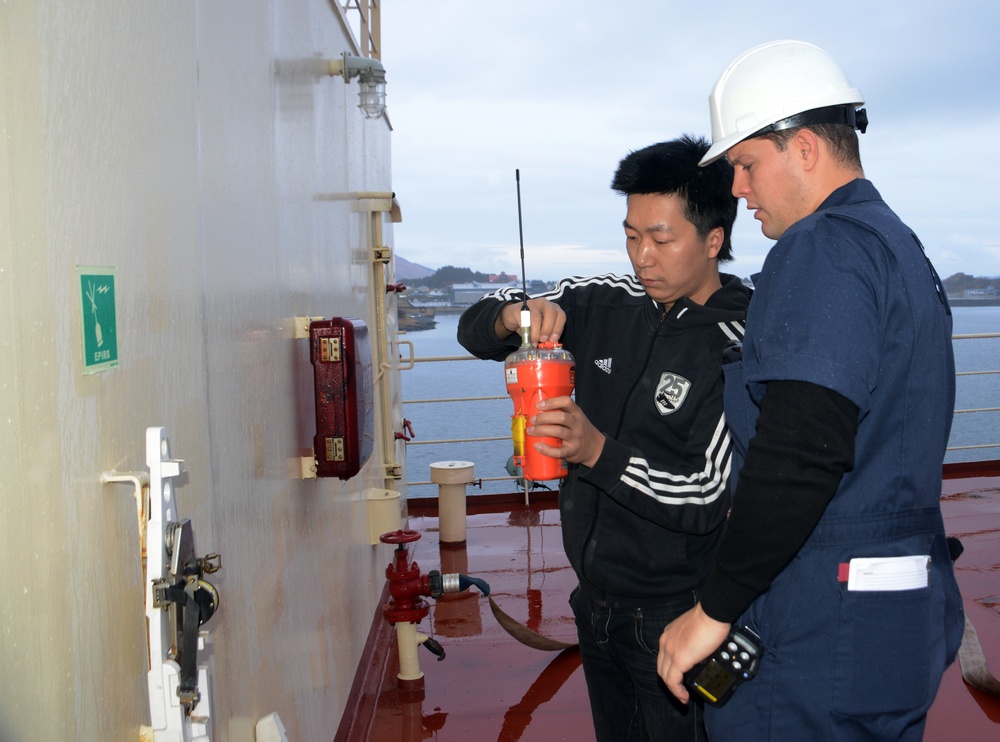 Kodiak, Alaska, MSD conducts inspection on Baltic Fox